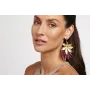 Pendientes perno pivote dorado mate con flor 7 pét