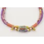 Collar seda natural morada,fucsia,mostaza, lazo tu