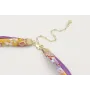 Collar seda natural morada,fucsia,mostaza, lazo tu