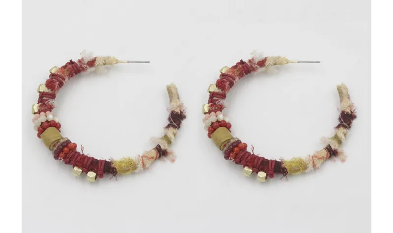 Pendientes aro plano forrado de lazo tubo kimono g