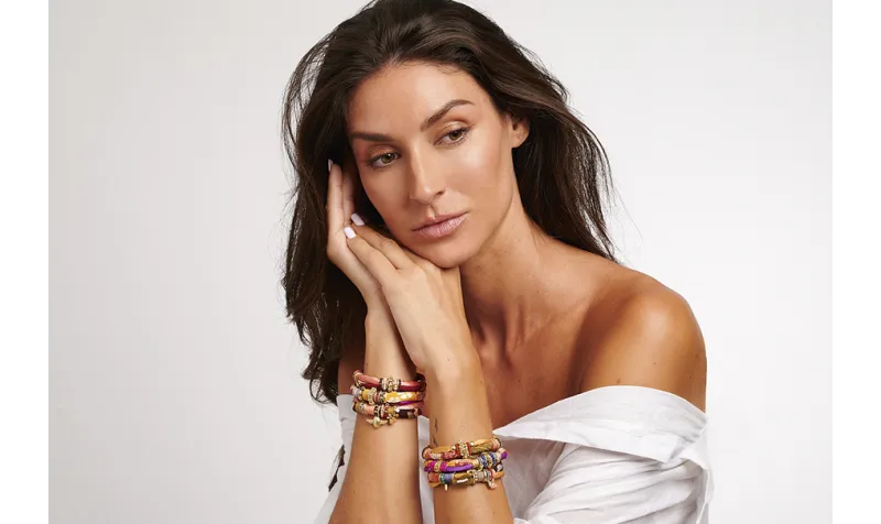 Pulsera seda natural mostaza y lazo tubo kimono ve