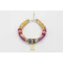 Pulsera seda natural morado y lazo tubo kimono ama