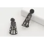 Pendientes perno esmaltado negro con lámina abanic