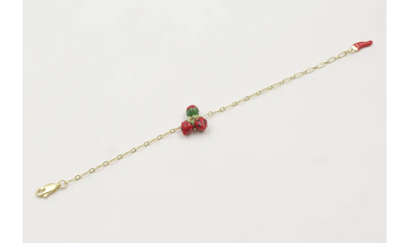 Pulsera con cadena alargada eslabón oro mate con f