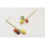 Pendientes perno palo dorado mate con limones, nar