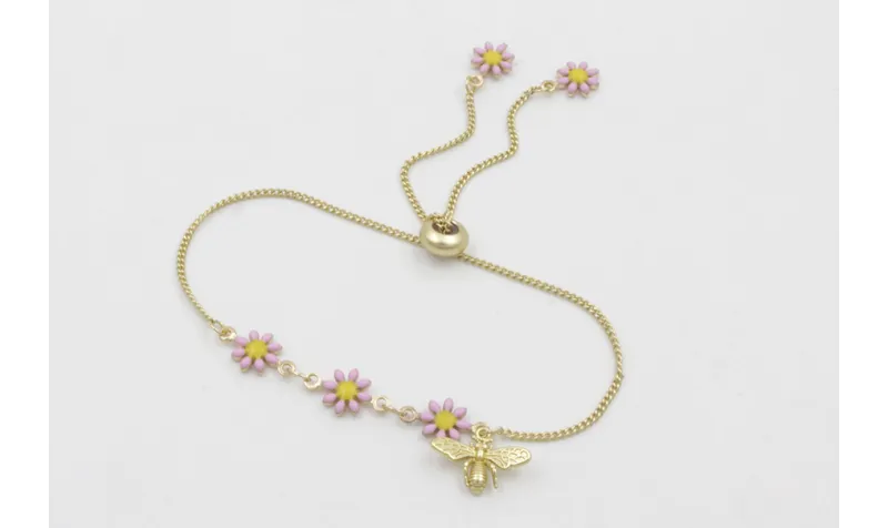 Pulsera regulable de cadena eslabones planos oro m
