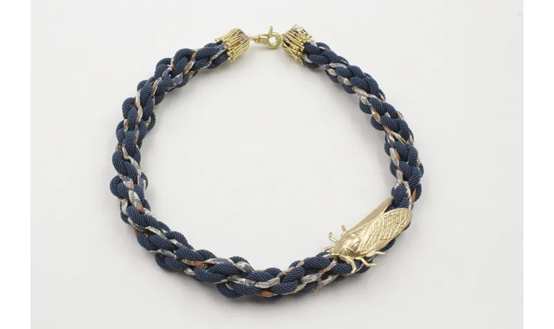 Collar cordón trenzado trenzado azul marino y libe