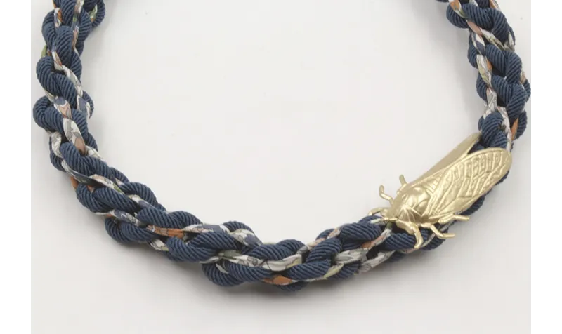 Collar cordón trenzado trenzado azul marino y libe