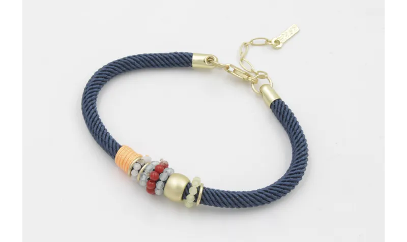 Pulsera de cordón trenzado retorcido color azul ma
