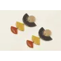 Pendientes con perno de círculo esmaltado beige y 