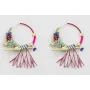 Pendientes aro dorado mate grande con miyuki rojo,