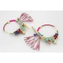 Pendientes aro dorado mate grande con miyuki rojo,