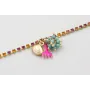 Pulsera cadena de strass naranja, rosa, fucsia con