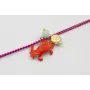 Pulsera cadena eslabón plano fucsia con colgante c