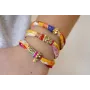 PULSERA SEDA NATURAL AMARILLA Y LAZO TUBO KIMONO A