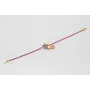 Pulsera cadena eslabón plano fucsia con colgante c