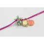 Pulsera cadena eslabón plano fucsia con colgante c
