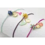 Pulsera cadena eslabón plano fucsia con colgante c