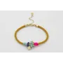 Pulsera cordón retorcido mostaza forrada con hilo 