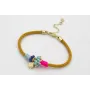 Pulsera cordón retorcido mostaza forrada con hilo 