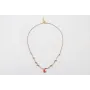 Collar hilo micro driza rosa,granate,oro con nudos
