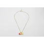 Collar cadena eslabón plano dorado mate con colgan