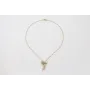 Collar cadena bolas facetadas opal con colgante me