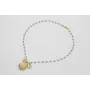 Collar cadena bolas facetadas turquesas con colgan