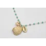 Collar cadena bolas facetadas turquesas con colgan