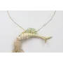 Collar cadena microbolas dorada mate con pez esmal