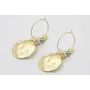 Pendientes aro mediano dorado mate con miyuki beig