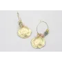 Pendientes aro mediano dorado mate con miyuki beig