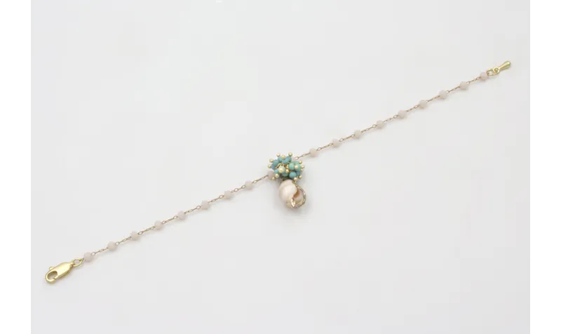 Pulsera cadena facetadas opal con burruño de bolas