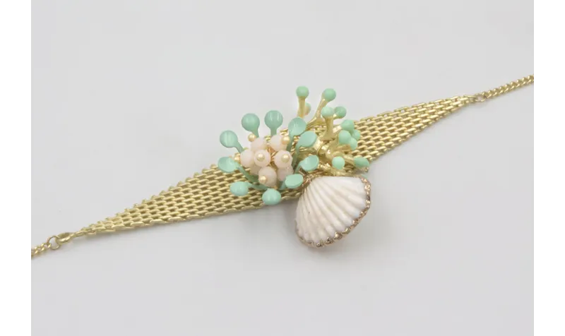 Pulsera cadena eslabón plano y maya rombo con bola