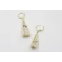 Pendientes cierre dorado con fleco crema con  capu