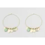 Pendientes aro grande dorado mate dagas turquesas,