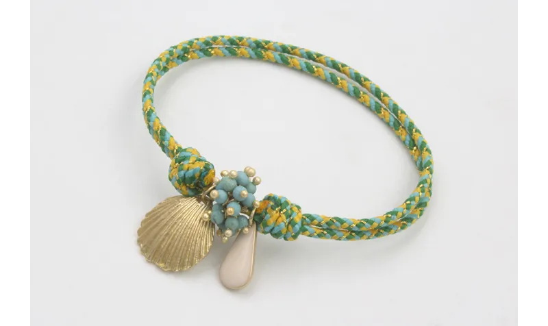 Pulsera nudo corredizo de driza verde y turquesa c