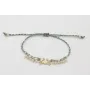 Pulsera micro driza azul, gris y oro con cangrejo 