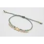 Pulsera micro driza azul, gris y oro con cangrejo 