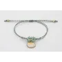 Pulsera micro driza azul, gris y oro con concha bo