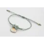 Pulsera micro driza azul, gris y oro con concha bo