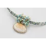 Pulsera micro driza azul, gris y oro con concha bo