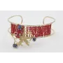 Choker doble aro dorado cosidos coralitos rojos co