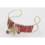 Choker doble aro dorado cosidos coralitos rojos co