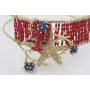 Choker doble aro dorado cosidos coralitos rojos co