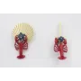 Pendientes asimetricos con perno listón dorado mat
