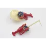 Pendientes asimetricos con perno listón dorado mat
