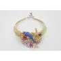 Collar lámina dorado mate con pez esmaltado azulón