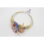Collar lámina dorado mate con pez esmaltado azulón