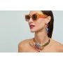 Collar lámina dorado mate con pez esmaltado azulón